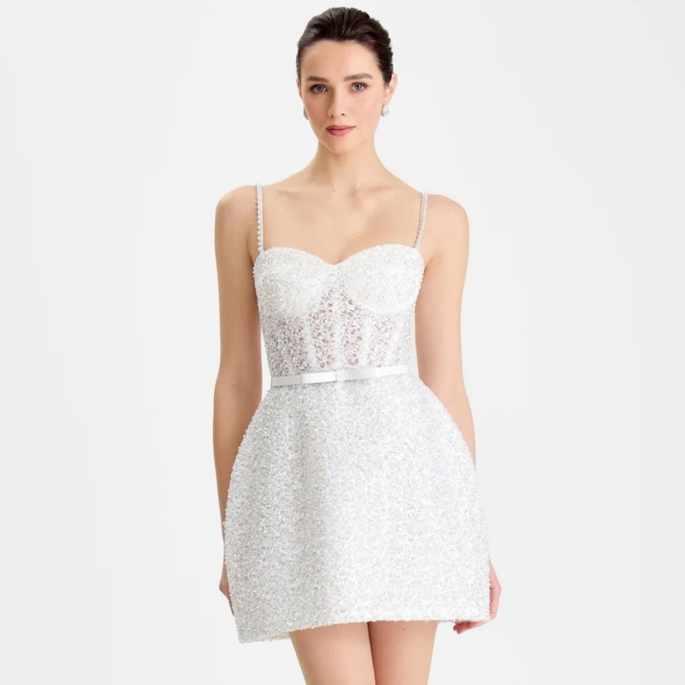 New Nadine Merabi Alice Beaded Mini Dress, SIZE 10